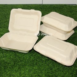 沃森 9*6寸外卖打包盒可降解一次性饭盒甘蔗浆餐具